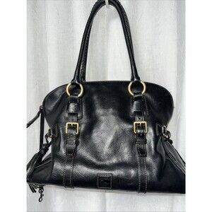 Dooney & Bourke FLORENTINE LEATHER Black Dome Buckle Satchel
